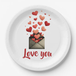 Love You Valentijn Envelope Ontwerp Papieren Bordje