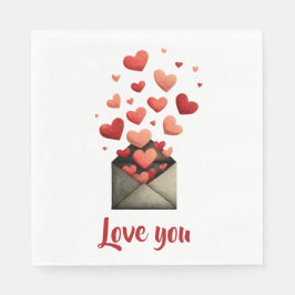 Love You Valentijn Envelope Ontwerp Servet