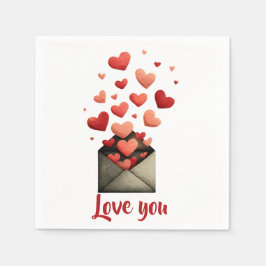 Love You Valentijn Envelope Ontwerp Servet