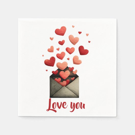 Love You Valentijn Envelope Ontwerp Servet (Voorkant)