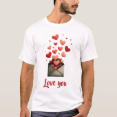 Love You Valentijn Envelope Ontwerp T-shirt (Voorkant)