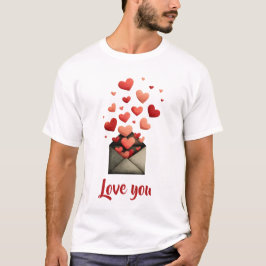 Love You Valentijn Envelope Ontwerp T-shirt