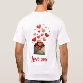 Love You Valentijn Envelope Ontwerp T-shirt (Achterkant)