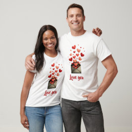 Love You Valentijn Envelope Ontwerp T-shirt