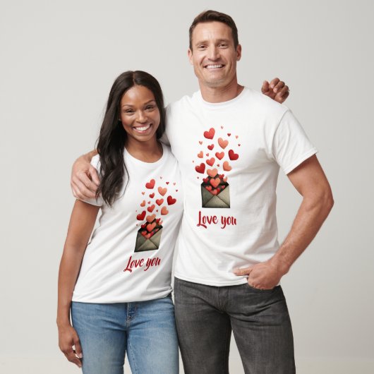 Love You Valentijn Envelope Ontwerp T-shirt (Unisex)