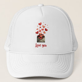 Love You Valentijns Envelope Ontwerp Trucker Pet