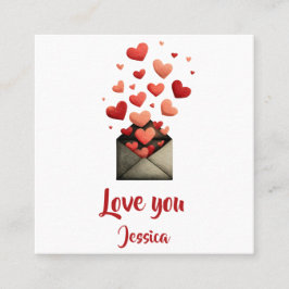 Love You Valentijns Envelope Ontwerp Vierkante Visitekaartje