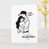 Love You Valentijns Omhelzing Kaart (Gele Bloem)
