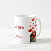 Love You Valentijnsdag Envelope Ontwerp Koffiemok (Voorkant rechts)