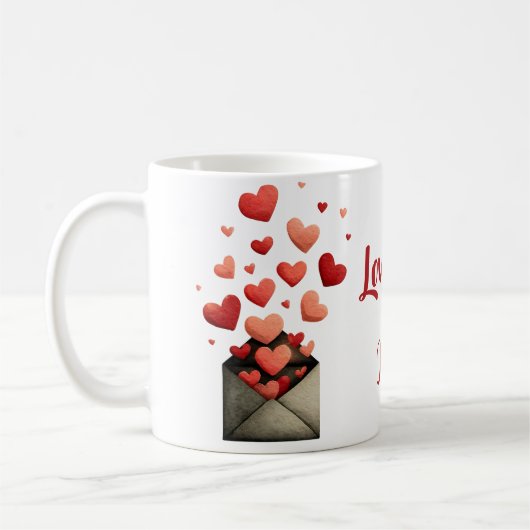 Love You Valentijnsdag Envelope Ontwerp Koffiemok (Links)
