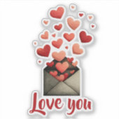 Love You Valentijnsdag Envelope Ontwerp Sticker (Voorkant)