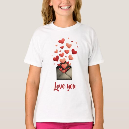 Love You Valentijnsdag Envelope Ontwerp T-shirt (Voorkant)
