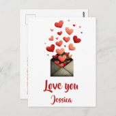 Love You Valentine Envelope Design Briefkaart (Voorkant / Achterkant)