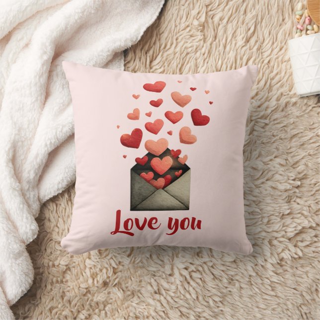 Love You Valentine Envelope Design Kussen (Deken)
