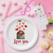 Love You Valentine Envelope Design Papieren Bordje (Feest)