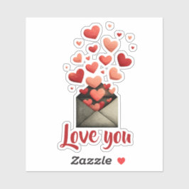 Love You Valentine Envelope Design Sticker