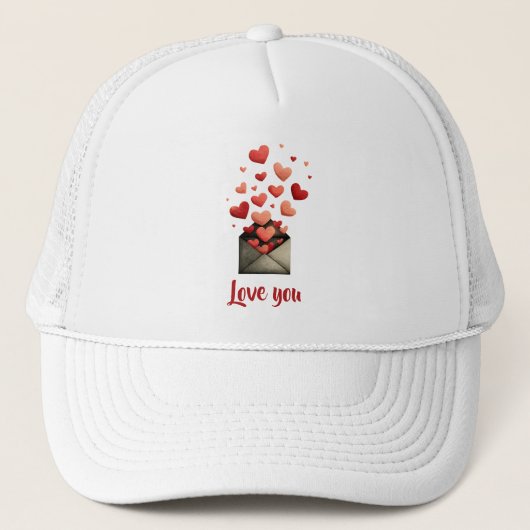Love You Valentine Envelope Design Trucker Pet (Voorkant)