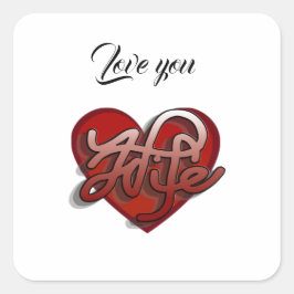 Love you Wife Heart ontwerp Vierkante Sticker