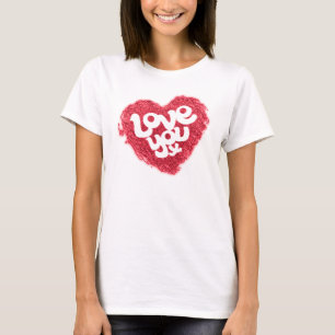 Love you x rood hart dames t-shirt top