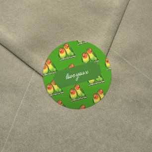Love You x Voeg Jouw tekst Lovebirds Valentijns to Ronde Sticker