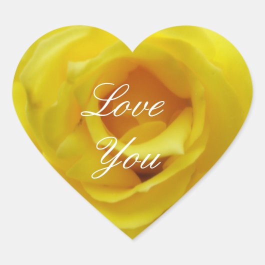 Love You Yellow Rose Heart Sticker (Voorkant)