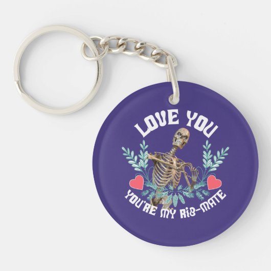 Love You, You Are My Rib Mate Skeleton Valentijn Sleutelhanger (Voorkant)