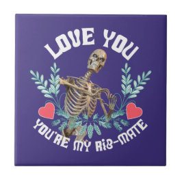 Love You, You Are My Rib Mate Skeleton Valentijn Tegeltje