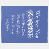 Love You Zayde Grandpa Script Namen Classic Blue Fleece Deken (Voorkant (Horizontaal))