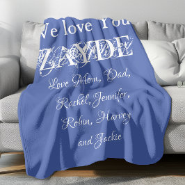 Love You Zayde Grandpa Script Namen Classic Blue Fleece Deken