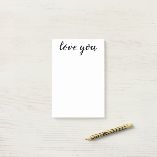 Love You Zwarte Script Afdruk 4 x 6 Post-it® Notes (Op bureau)