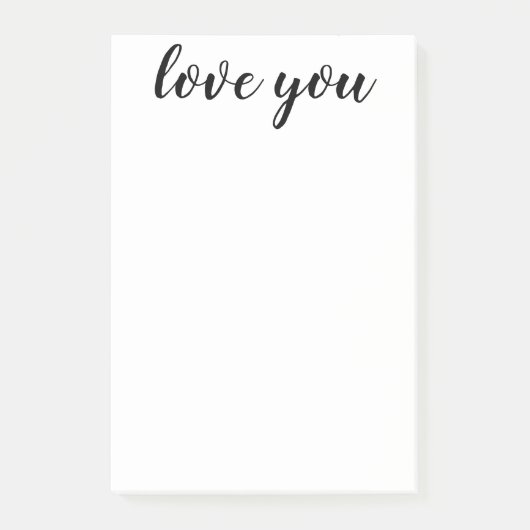 Love You Zwarte Script Afdruk 4 x 6 Post-it® Notes (Voorkant)