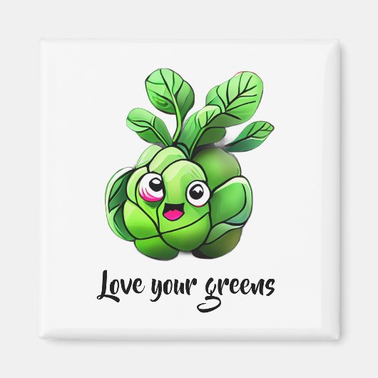 "Love Your Greens" Grappige spruitjes uit Brussel Magneet (Voorkant)