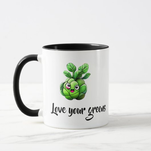 "Love Your Greens" Grappige spruitjes uit Brussel Mok (Links)