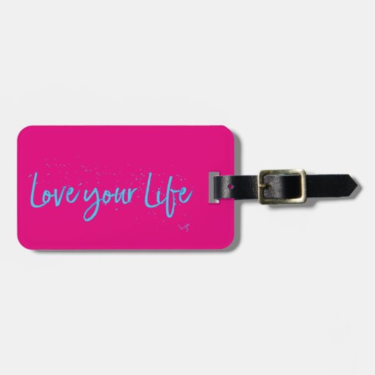 Love-your-Life-Typography-blauw Bagagelabel (Voorkant horizontaal)