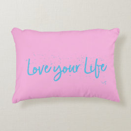 Love-your-Life-Typography-blue Accent Kussen