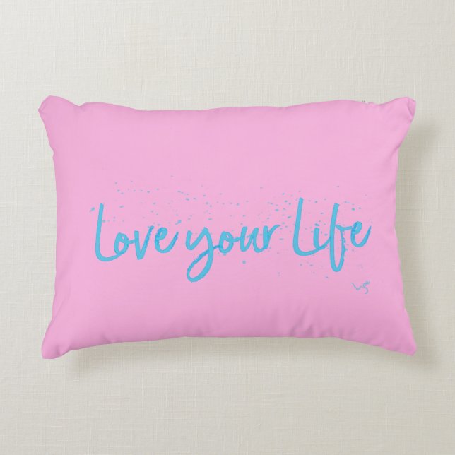 Love-your-Life-Typography-blue Accent Kussen (Voorkant)
