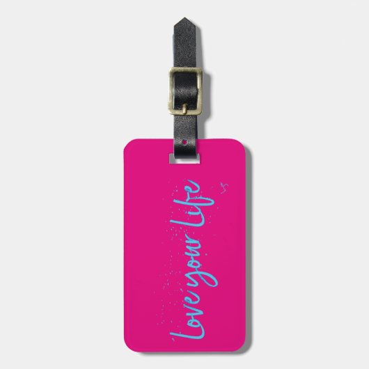 Love-your-Life-Typography-blue Bagagelabel (Voorkant verticaal)