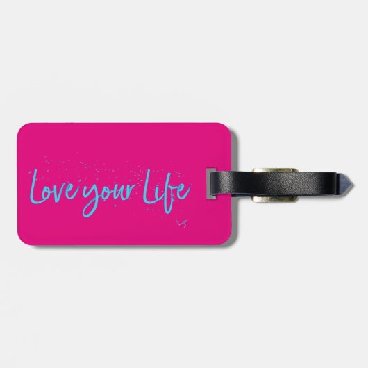Love-your-Life-Typography-blue Bagagelabel (Achterkant horizontaal)