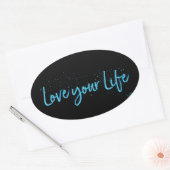 Love-your-Life-Typography-blue Ovale Sticker (Envelop)