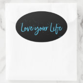 Love-your-Life-Typography-blue Ovale Sticker (Tas)