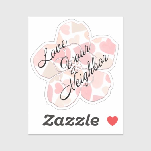 Love Your Neighbor Heart-Filled Flower Sticker (Vel)