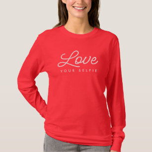 Love Your Selfie rode lange mouwen top voor vrouwe