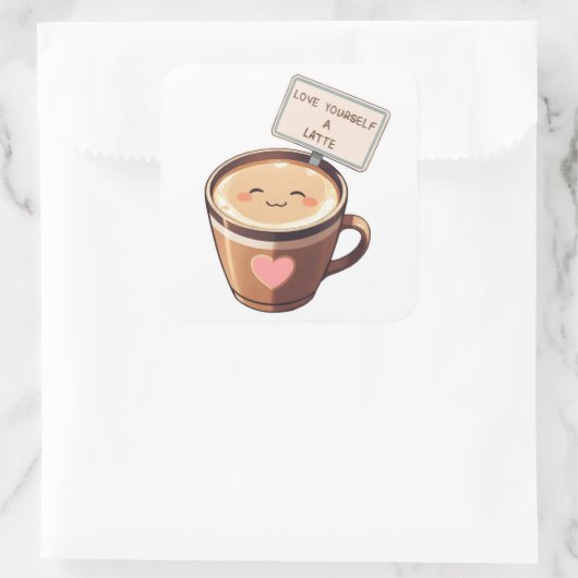 Love Yourself A Latte - Kawaii Coffee Sticker (Tas)