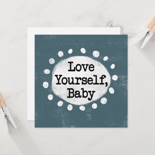 Love Yourself Baby - Grijs Wenskaart Kaart (Voorkant / Achterkant in situ)