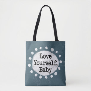Love Yourself Baby - Grijze Canvas tas