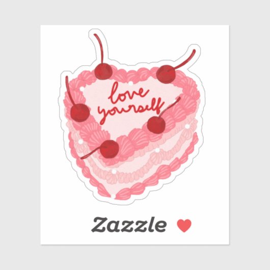 Love Yourself Heart Cake Sticker (Vel)