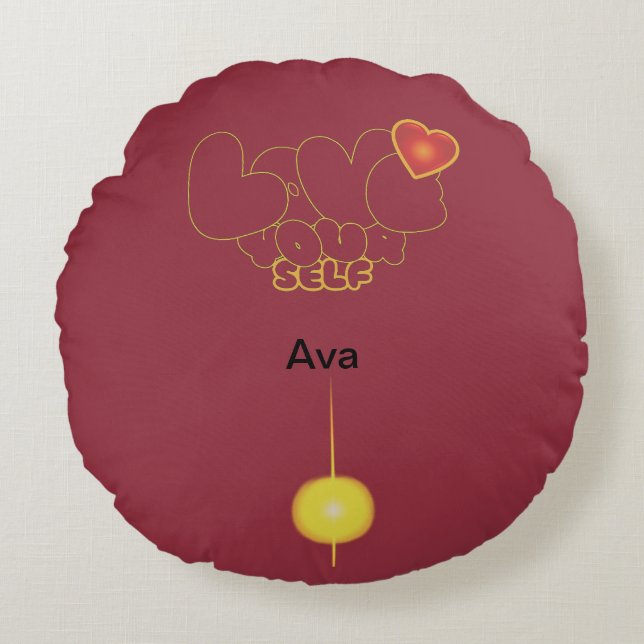 Love Yourself Inspirational Word Art Rond Kussen (Voorkant)