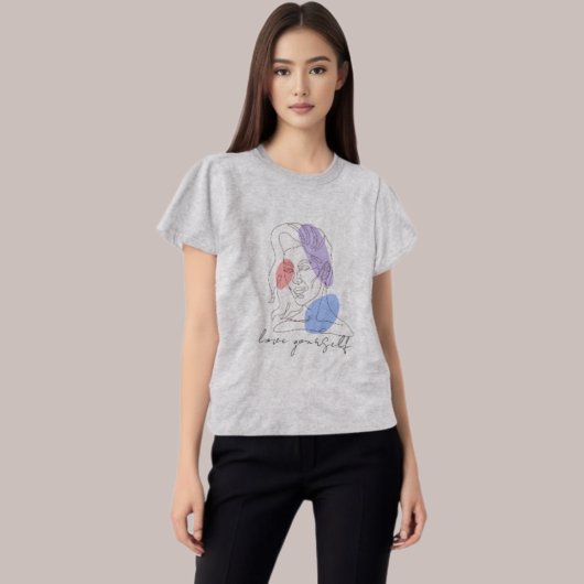 "Love Yourself" Inspirerend meisje lijn kunst T-shirt