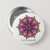 Love yourself mandala flowers ronde button 7,6 cm (Voorkant /achterkant)