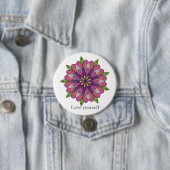 Love yourself mandala flowers ronde button 7,6 cm (In situ)